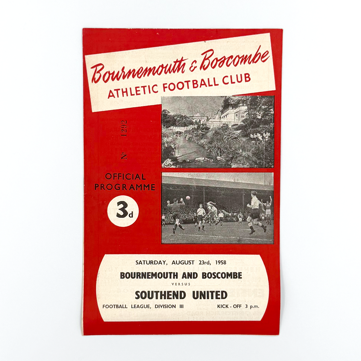 AFC Bournemouth vs Southend United Programme (23 August 1958)