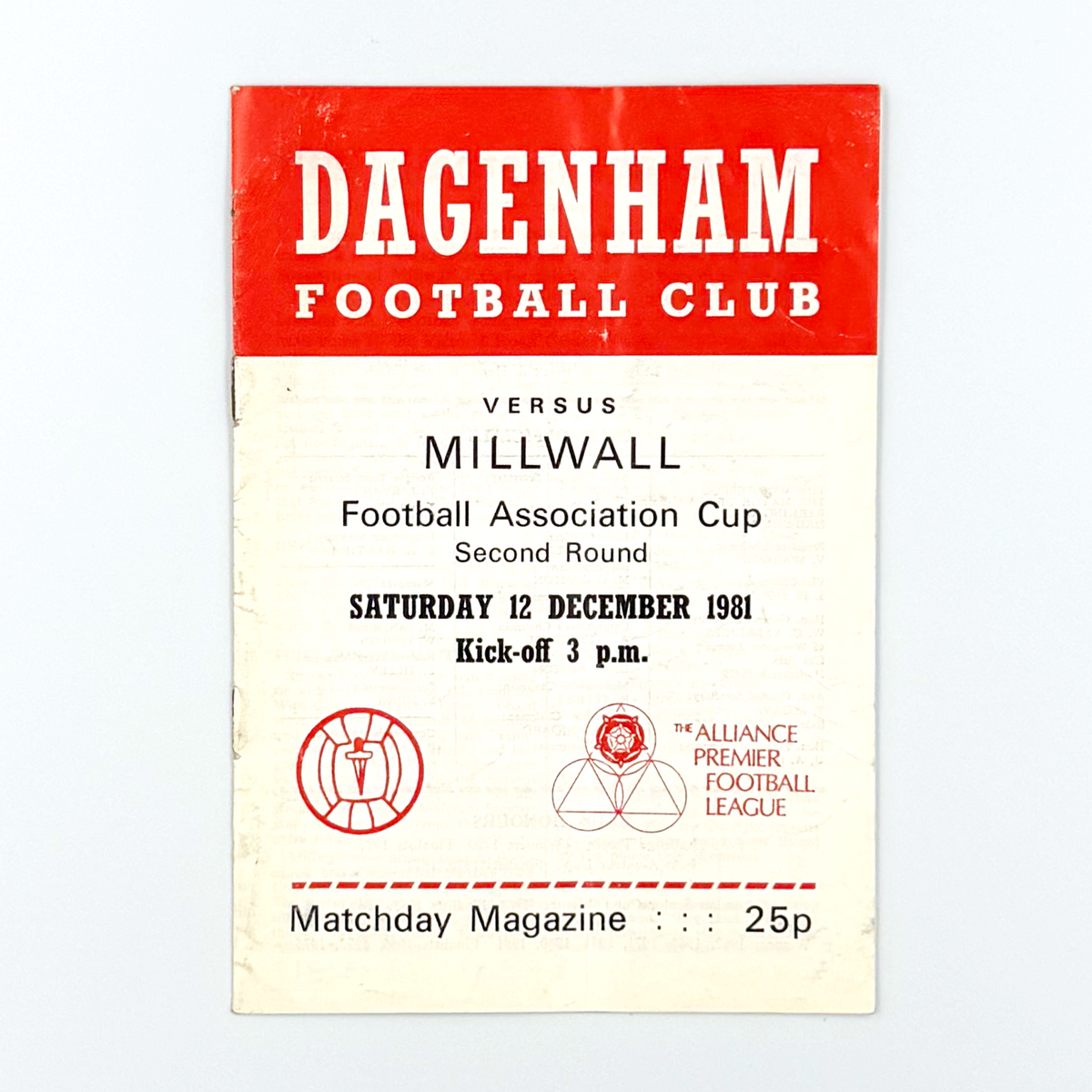 Dagenham FC vs Millwall Programme (12 December 1981)