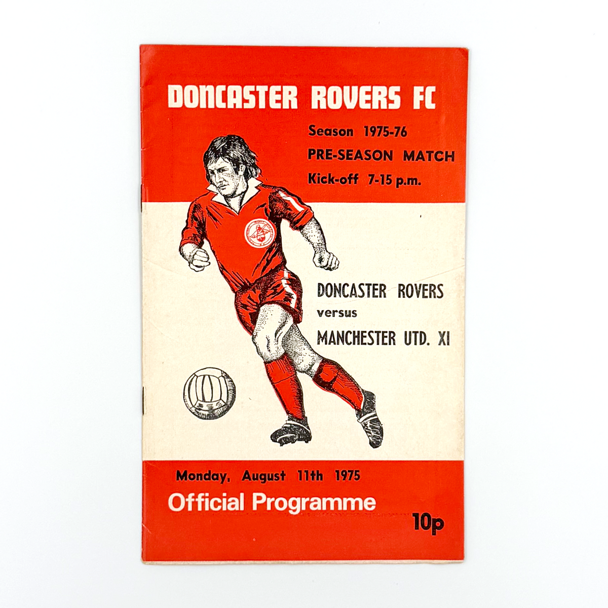 Doncaster Rovers vs Manchester United XI Programme (11 August 1975)