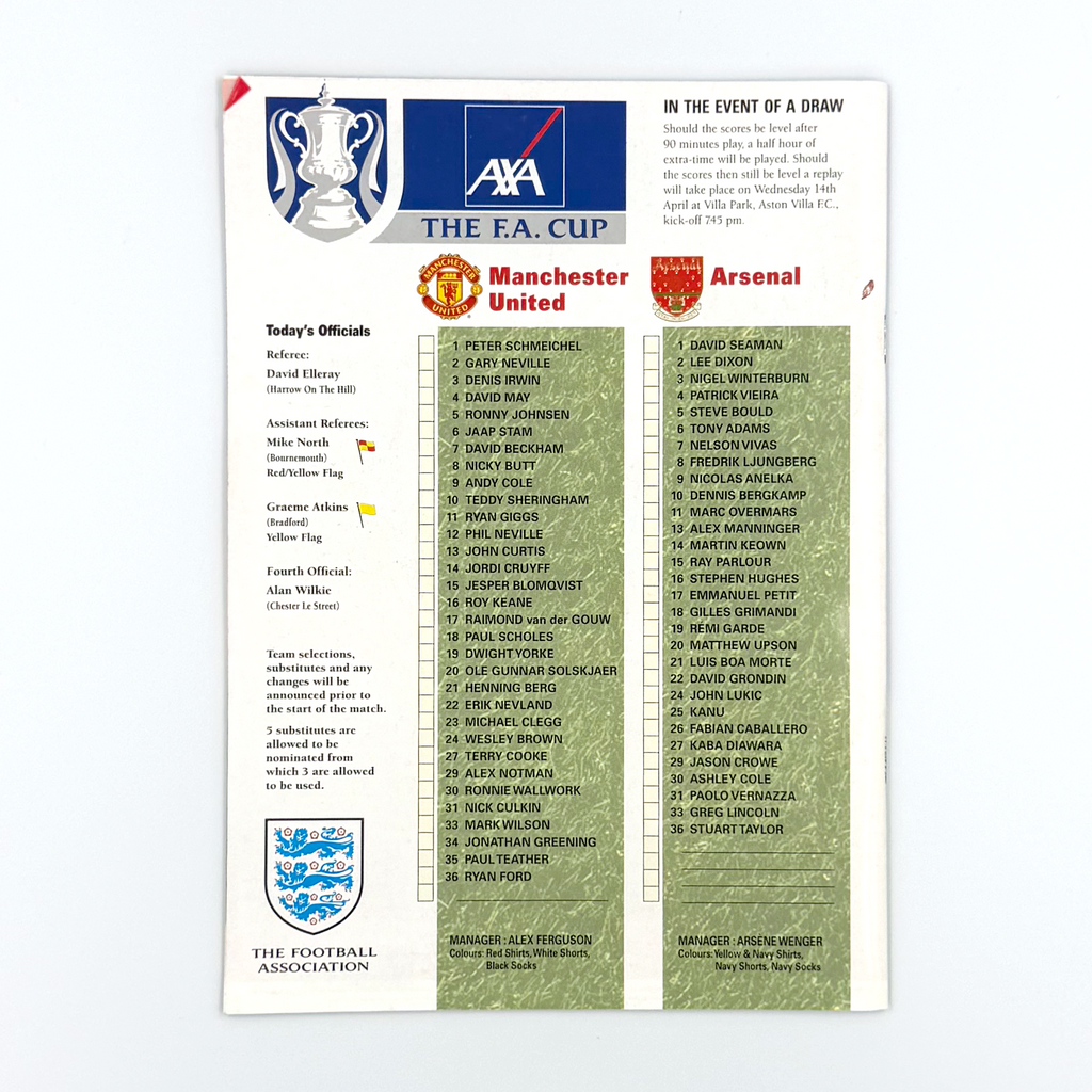 Manchester United vs Arsenal, FA Cup Semi-Final Programme (11 April 1999)