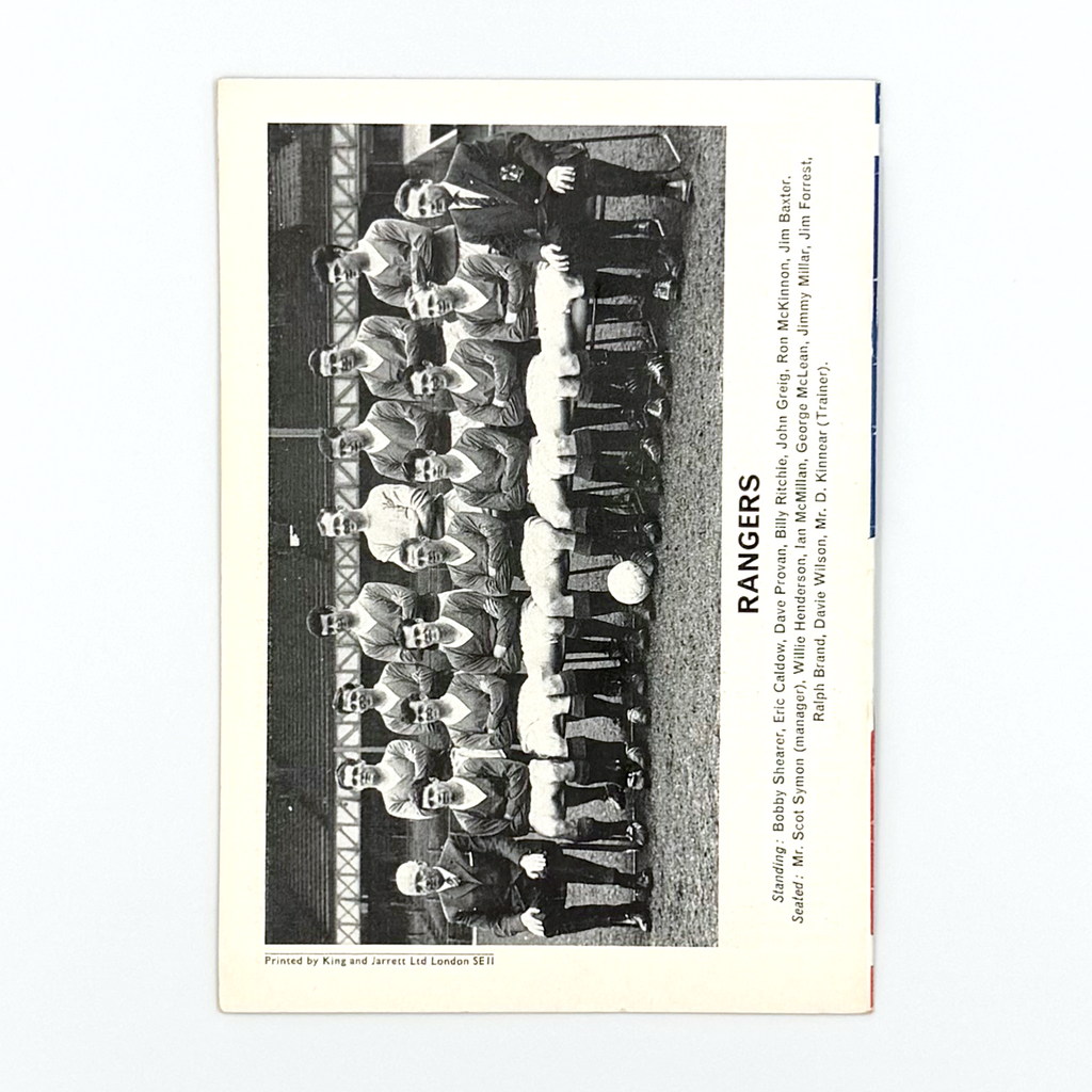 Rangers vs Red Star Programme (4 November 1964)