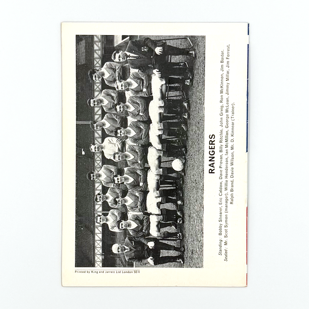 Rangers vs Red Star Programme (4 November 1964)
