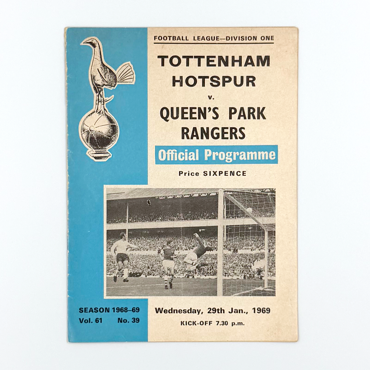 Tottenham Hotspur vs Queens Park Rangers Programme (29 January 1969)