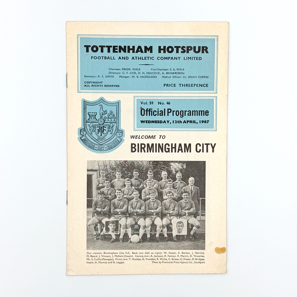 Tottenham Hotspur vs Birmingham City Programme (12 April 1967)