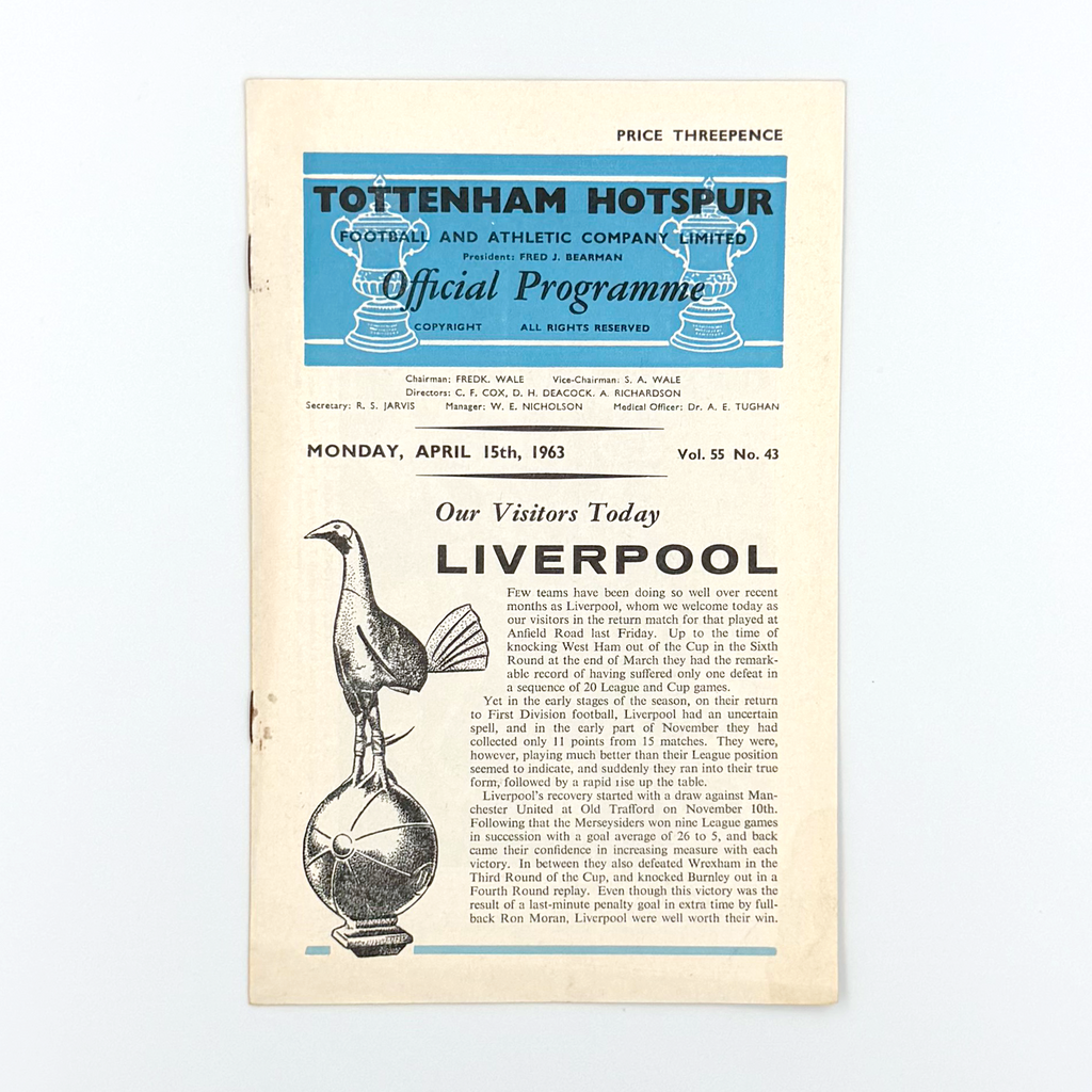 Tottenham Hotspur vs Liverpool Programme (15 April 1963)
