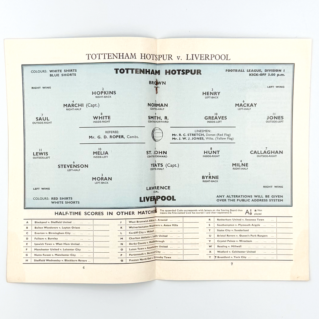 Tottenham Hotspur vs Liverpool Programme (15 April 1963)