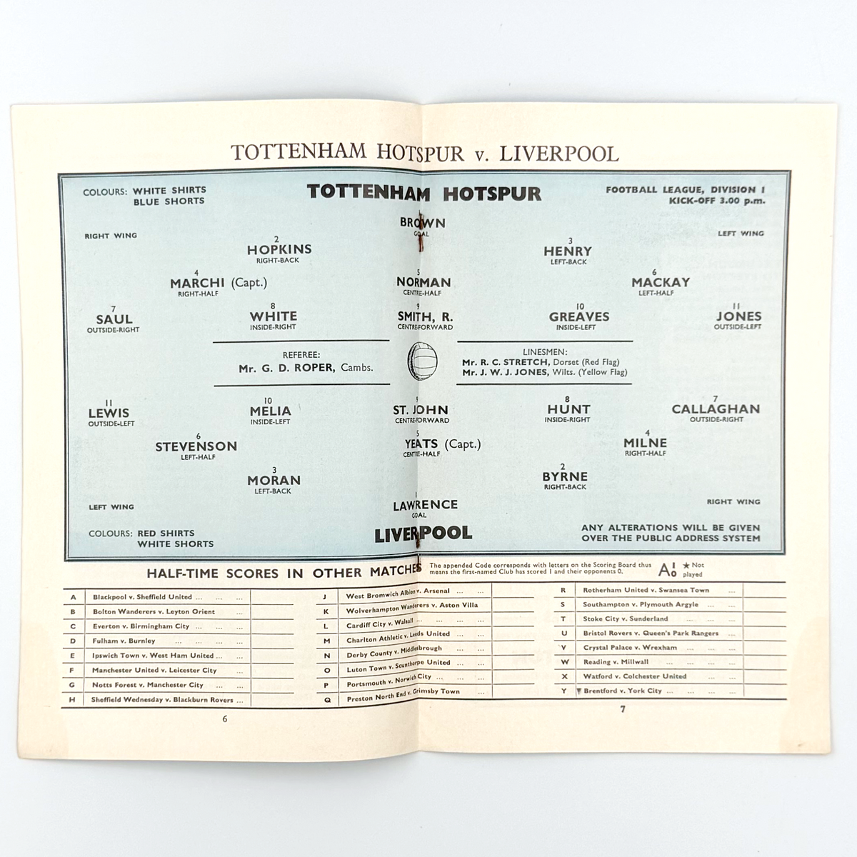 Tottenham Hotspur vs Liverpool Programme (15 April 1963)