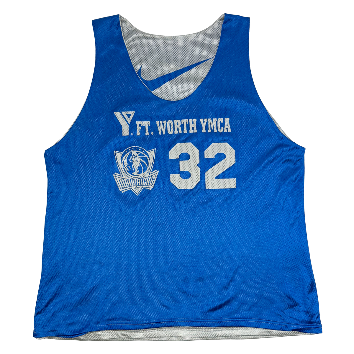Dallas Mavericks Fort Worth YMCA Blue/Silver Reversible Basketball Vest | Medium