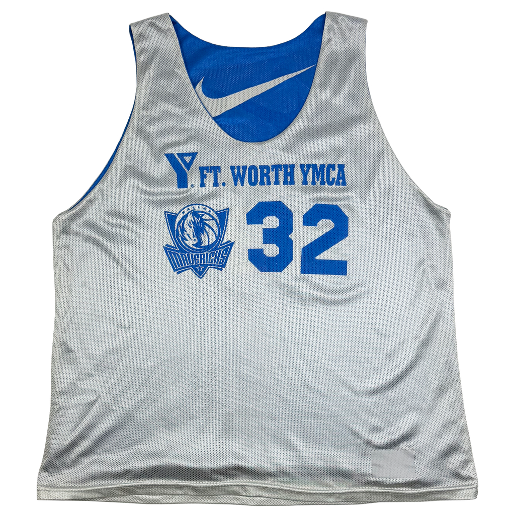 Dallas Mavericks Fort Worth YMCA Blue/Silver Reversible Basketball Vest | Medium