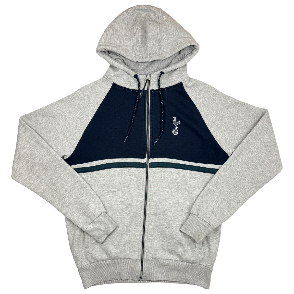 Tottenham Hotspur Grey and Navy Full-Zip Hoodie | Small