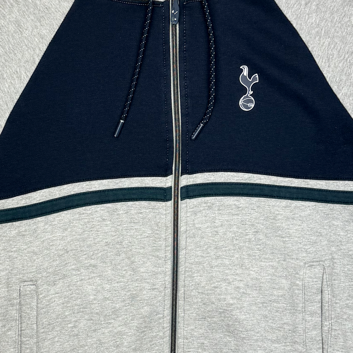 Tottenham Hotspur Grey and Navy Full-Zip Hoodie | Small