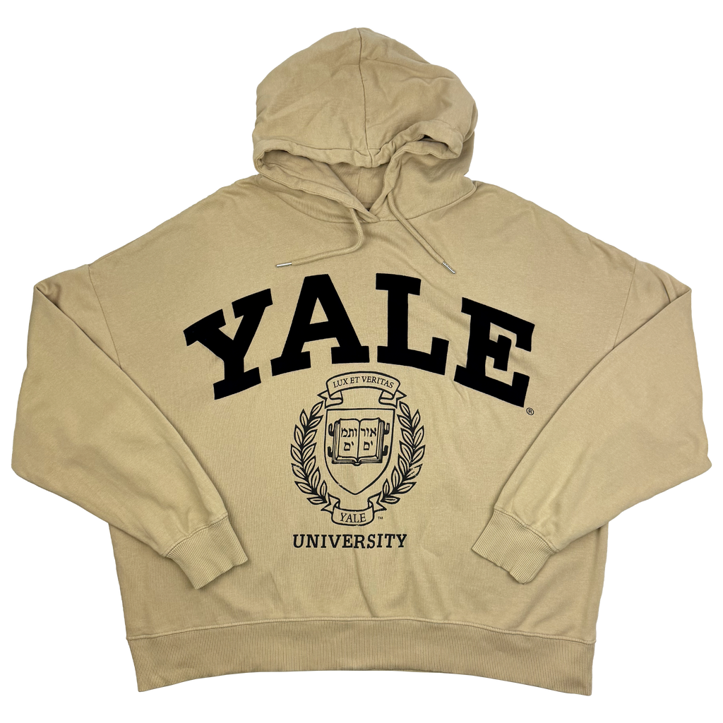 Yale University Sand Oversized Cropped Hoodie | Women's Extra Large