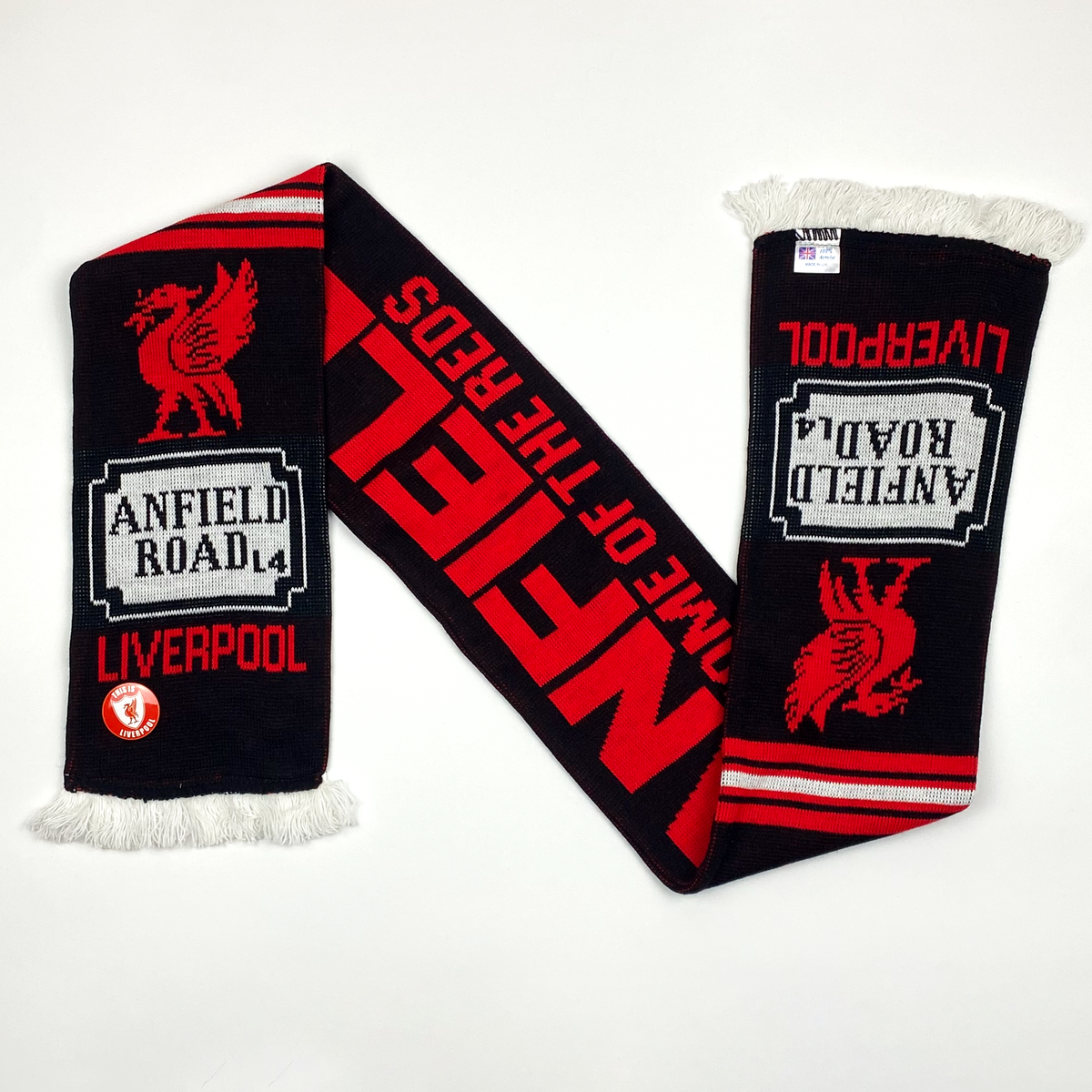 Liverpool 'Anfield, Home of the Reds' Vintage Scarf with Badge