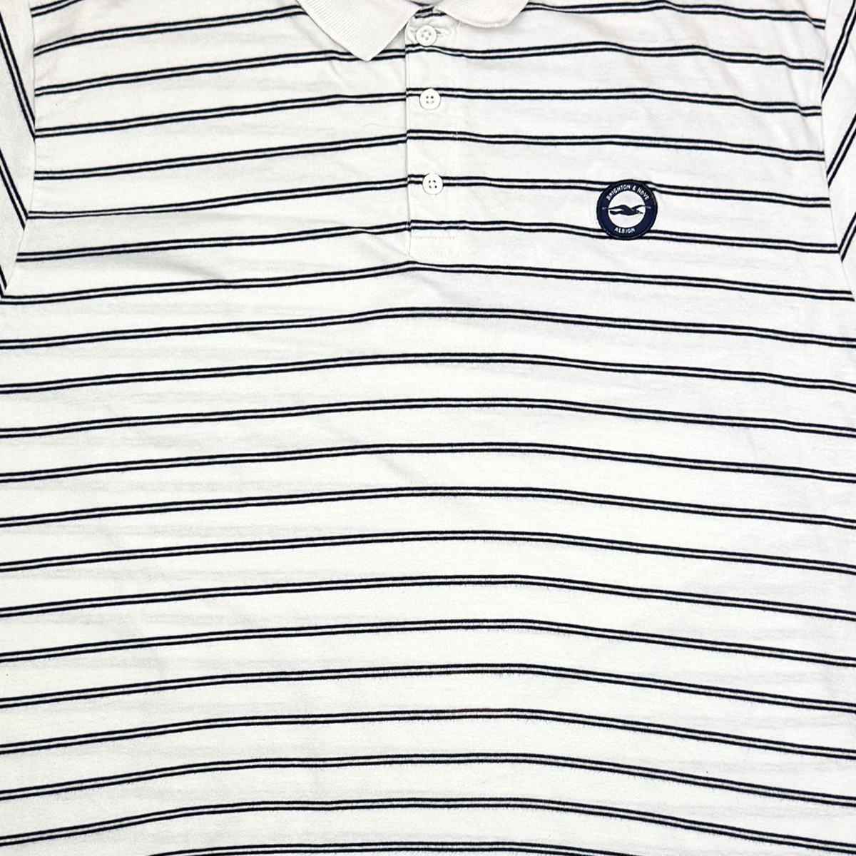 Brighton & Hove Albion Striped White Polo Shirt | XXL