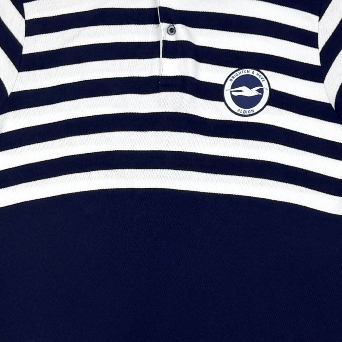 Brighton & Hove Albion Navy Striped Polo Shirt | Medium