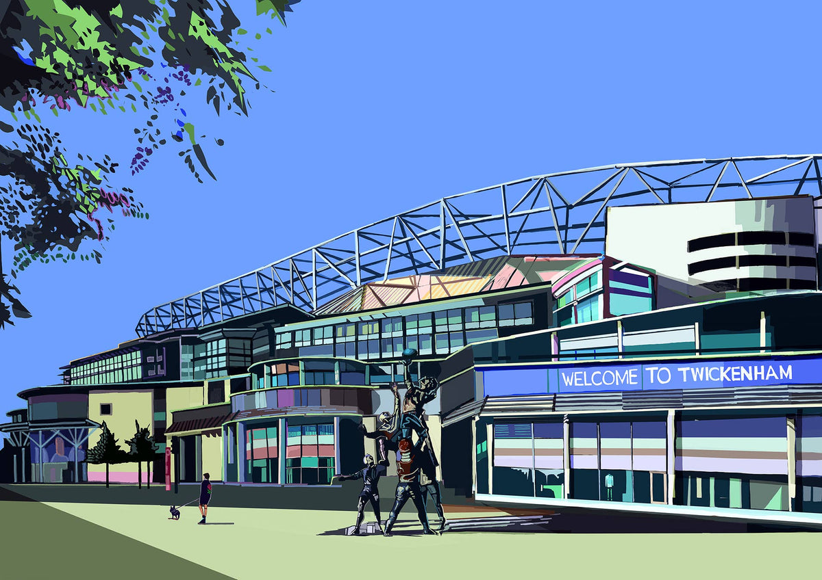 Twickenham Stadium, Rugby Illustration Print